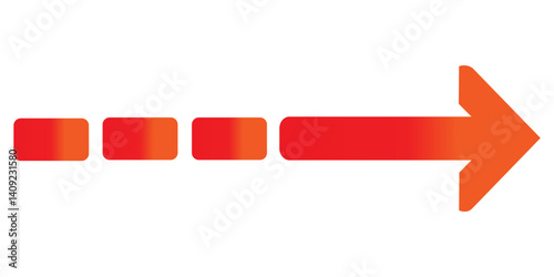 segmented red to orange right arrow isolated on white background png