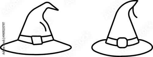 "Halloween Witch Hat Icons Set: Magical Line Icons for Spooky and Festive Designs"