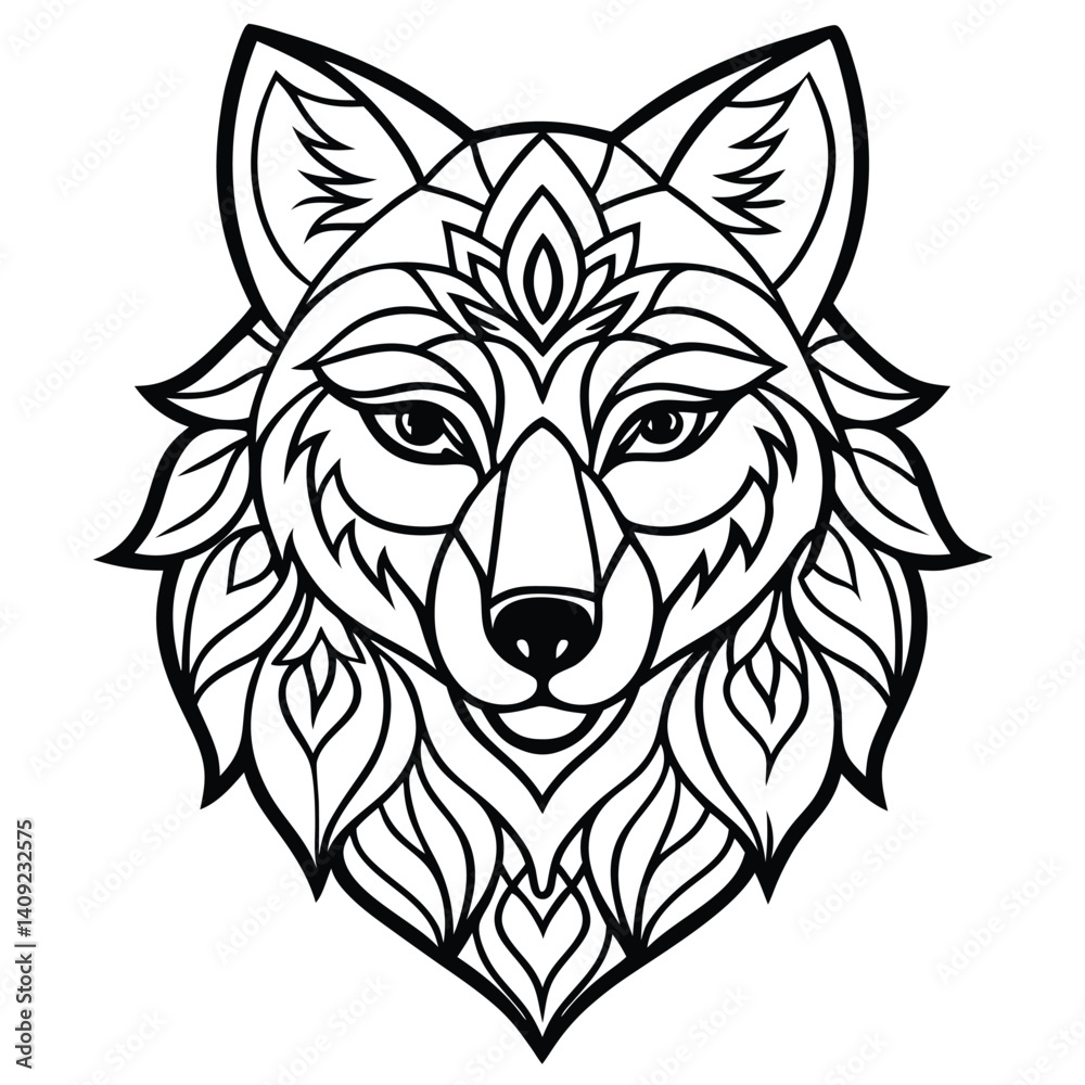 Vector illustration of a wild wolf head, an animal icon often used as a tribal tattoo or mascot Vector illustration of a wild wolf head, an animal icon often used as a tribal tattoo or mascot