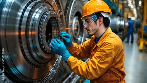 Industrial Worker Maintaining Machinery