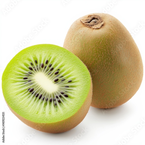 Fresh Kiwi Fruit: Vibrant Green Sliced Tropical Goodness - A Juicy Organic Snack for Healthy Nutrition with Vitamin C