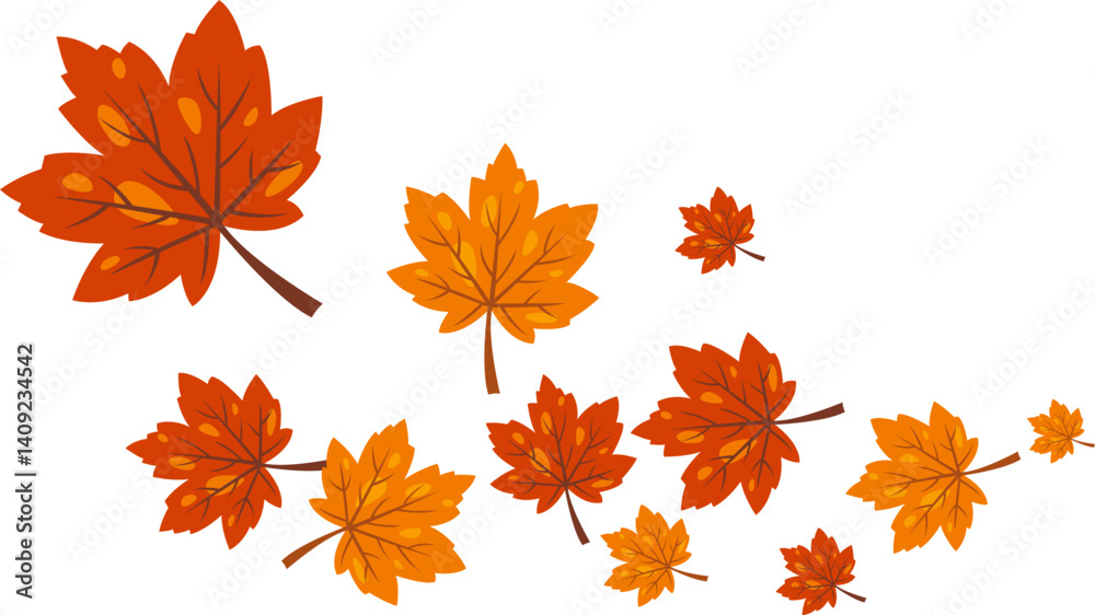 Fototapeta premium Maple Leaf Falling Illustration