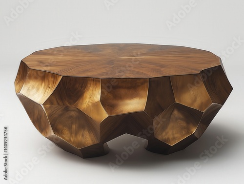 Unique Geometric Handmade Coffee Table: Contemporary Luxury Wood Furniture with Artisan Craftsmanship for Modern Living Room Decor
