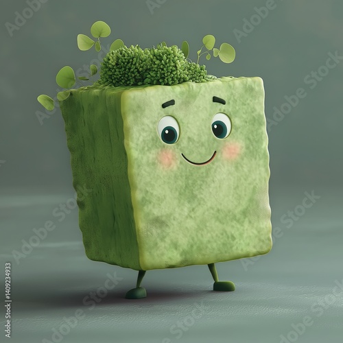 Whimsically Cute Cartoon Broccoli Character: Eco-Friendly 3D Mascot for Creative Animation and Healthy Living