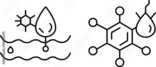 "Hyaluronic Acid Icons Set: Clean Line Icons for Skincare, Beauty, and Cosmetic Science"