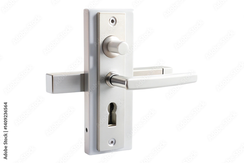 Contemporary door lock mechanism with sturdy handle for residential and commercial security needs, isolated view Contemporary door lock mechanism with sturdy handle for residential and commercial security needs, isolated view