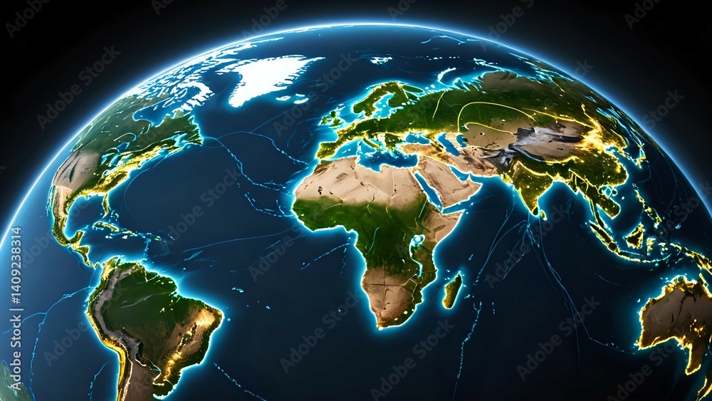 Fototapeta premium earth globe on black background