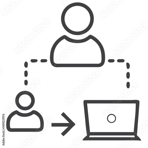 Remote work icon for teleworking websites, work from home applications, digital nomad blogs, hybrid office platforms, and business communication tools for virtual team management