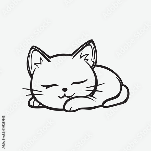 Sleeping Cat Outline Vector illustration