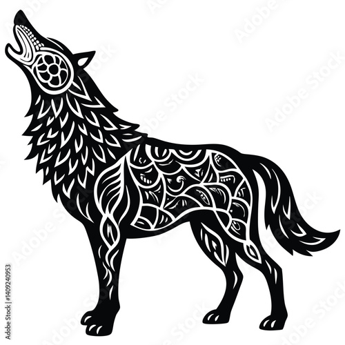 A black vector illustration shows a horse silhouette, an isolated animal sketch