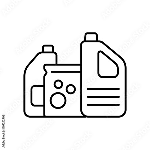 Household chemicals, cleaning products icon. Black outline linear silhouette. Editable strokes. Front side view. Vector simple flat graphic illustration. Isolated object on white background. Isolate.