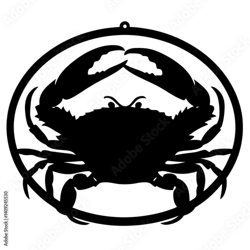 Stylized Crab Silhouette within a Circle Perfect for Coastal Decor Designs
