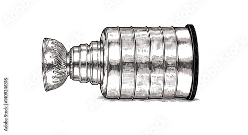 Detailed grayscale drawing hockey trophy