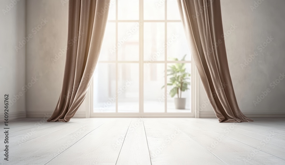 Obraz premium Empty room with window and curtains