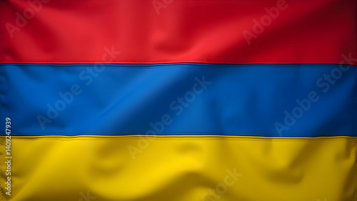 A close up of the armenian flag with red blue and yellow stripes waving gently in the wind outdoors Free Download A close up of the armenian flag with red blue and yellow stripes waving gently in the wind outdoors - GFXLoad