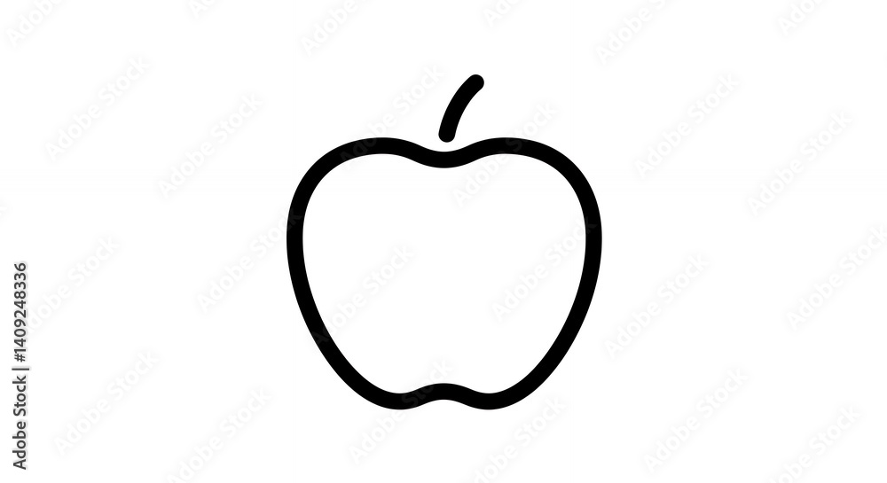 Simple black line art apple graphic Simple black line art apple graphic
