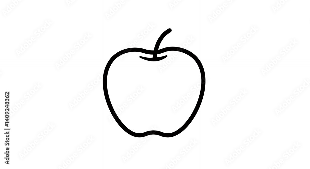 Simple black line art apple illustration Simple black line art apple illustration