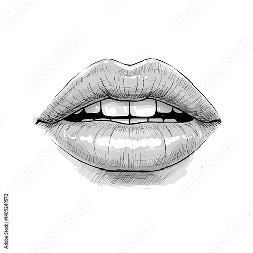 Glossy lips illustration on white background  