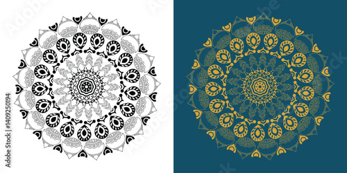 Circular pattern in the form of a mandala. Henna tatoo mandala. Mehndi style. Decorative pattern in oriental style. Coloring book page.