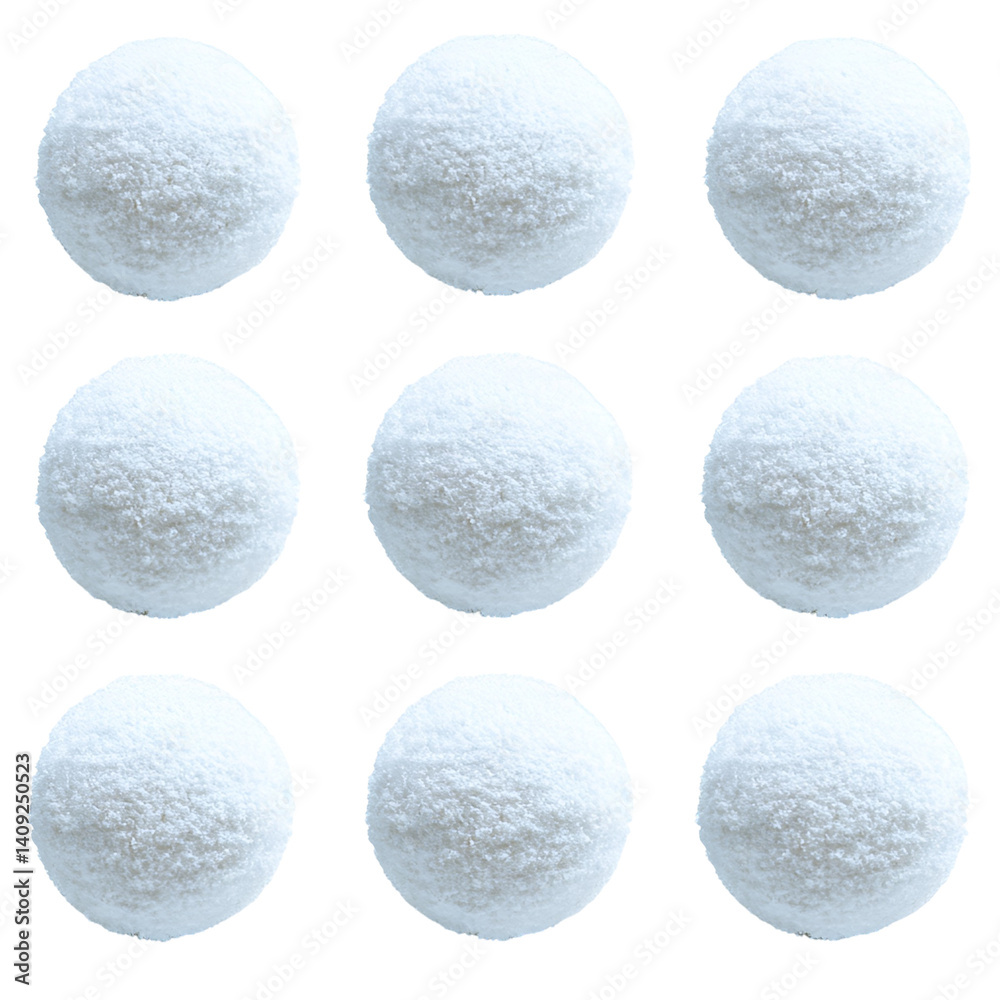 Nine perfect snowballs winter pattern background Nine perfect snowballs winter pattern background