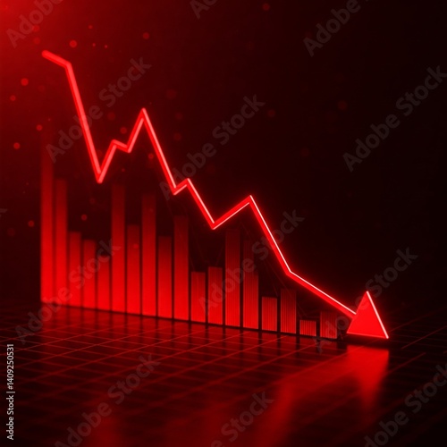 A red downward trending graph