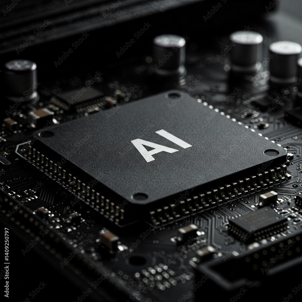 AI computer chip closeup AI computer chip closeup