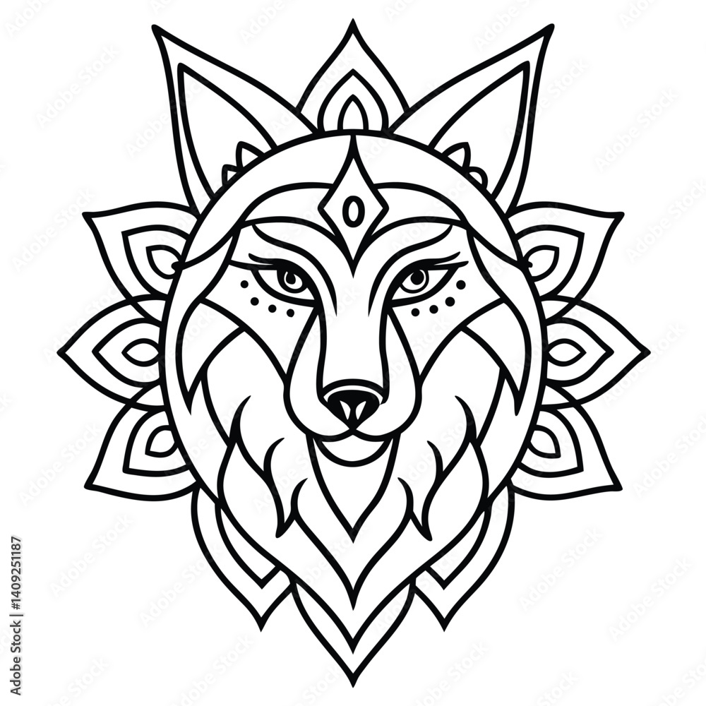 Wild wolf head mascot vector illustration, a tribal animal design Wild wolf head mascot vector illustration, a tribal animal design
