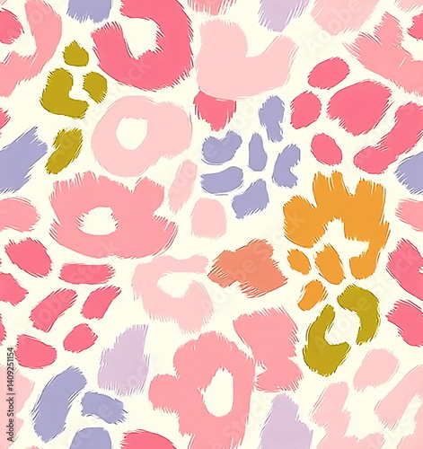 Wallpaper Mural Brush stroke animal print pattern, cute artistic leopard skin background for fashion design, apparel fabric, trendy wallpapers, gift wrap, creative textiles, spring collection Torontodigital.ca