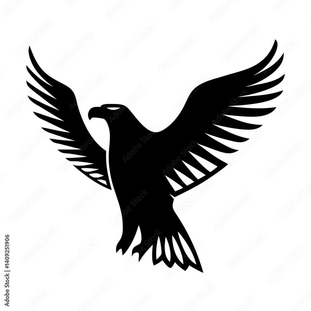 Obraz premium Majestic Black Eagle Ascending with Powerful Wings Displaying Dominance in the Sky