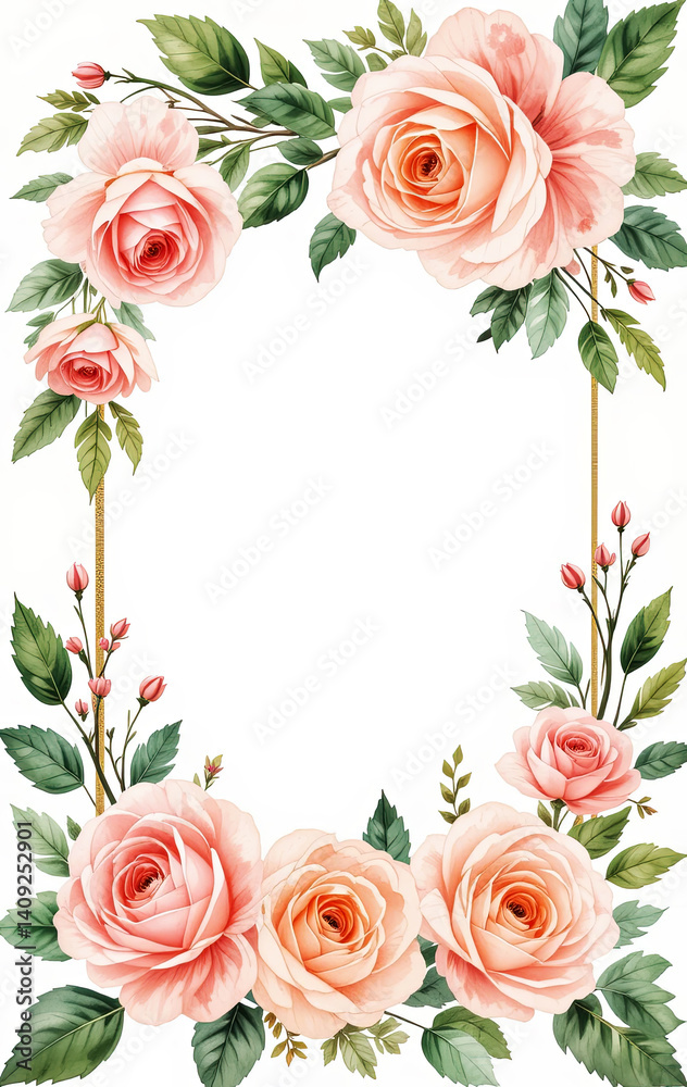 Elegant Rose Floral Frame Background Image Gold Border Flower Wallpaper Design Elegant Rose Floral Frame Background Image Gold Border Flower Wallpaper Design