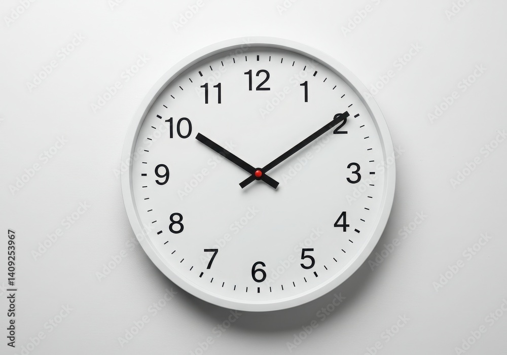 Clock showing ten past two on white background Clock showing ten past two on white background