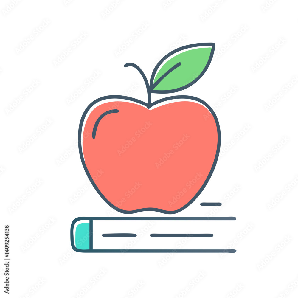 Fototapeta premium A Red Apple Resting on a Book Represents Knowledge Education and Learning
