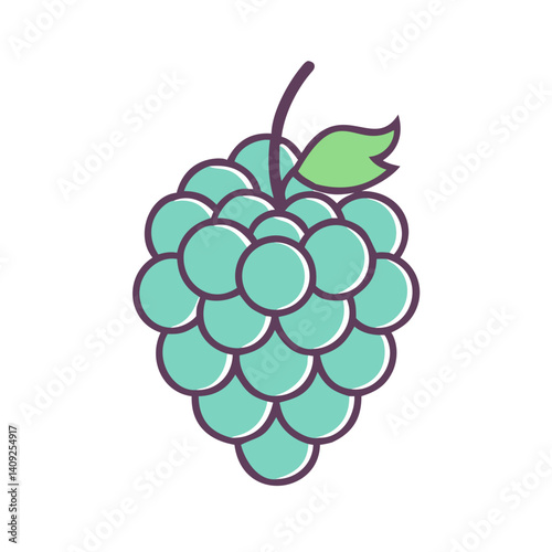 A Delightful Illustration of a Bunch of Green Grapes Featuring a Single Leaf