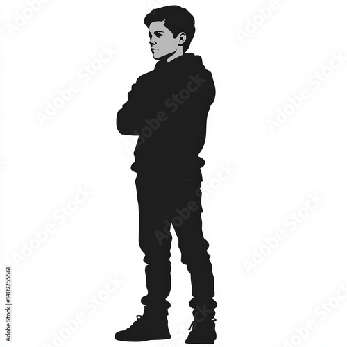 teen boy silhouette , black...
