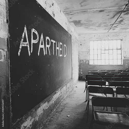APARTHEID  text related to the type of discrimination written on a blackboard
