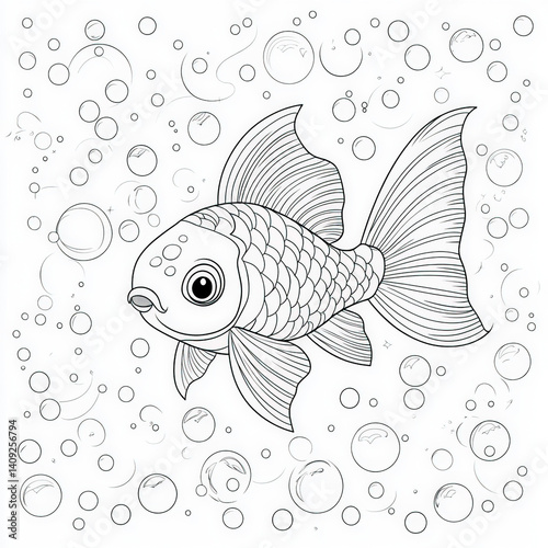 A cartoon fish swimming in ...