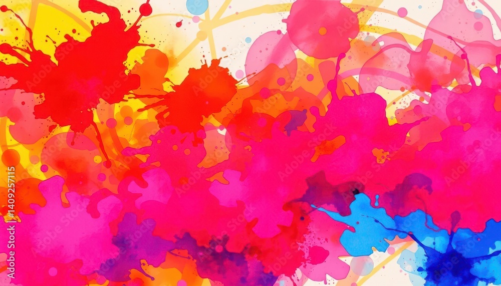 Abstract vibrant watercolor background with dynamic splashes, background, brush Abstract vibrant watercolor background with dynamic splashes, background, brush