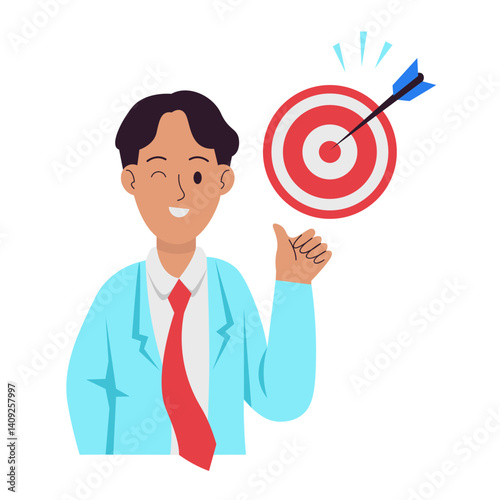 salesman with target achieved vector illustration 