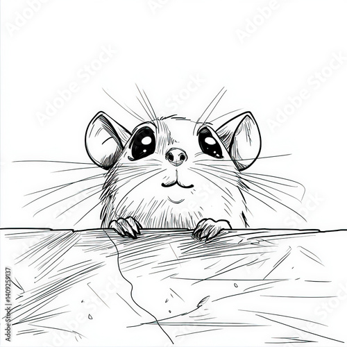 A tiny mouse peeking out of...