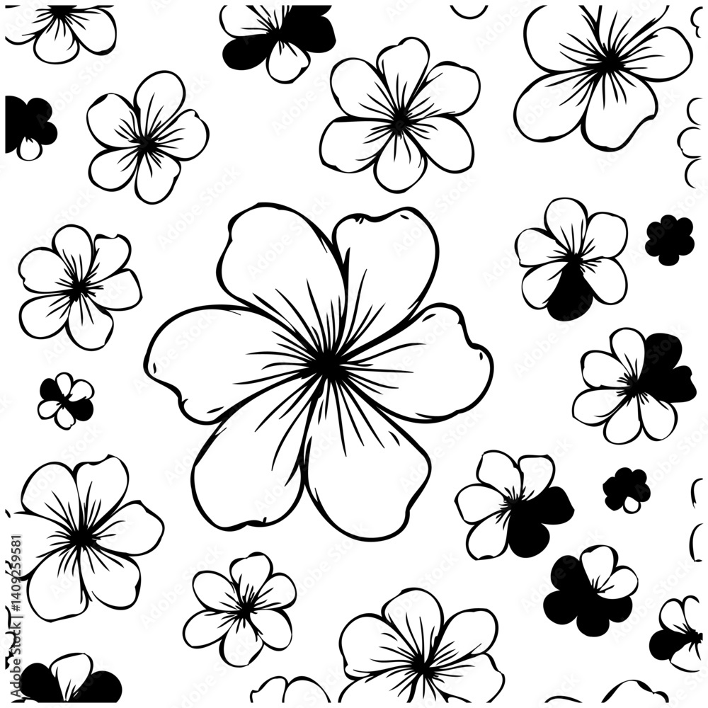 Obraz premium Elegant Floral Pattern in Black and White Lines