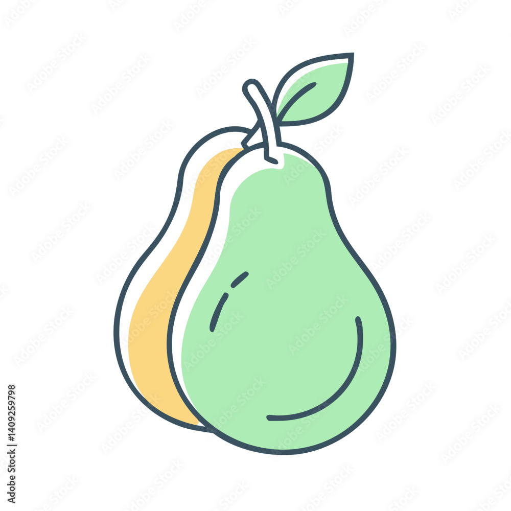 Illustration of two pears side by side one green and one yellow a healthy delicious fruit Illustration of two pears side by side one green and one yellow a healthy delicious fruit