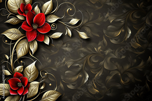 An elegant red and gold bac...