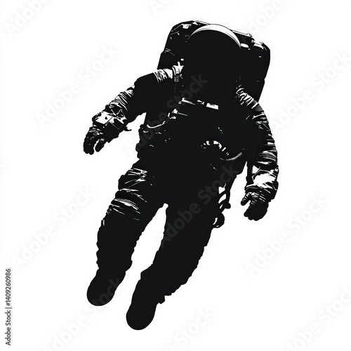 astronaut silhouette , blac...