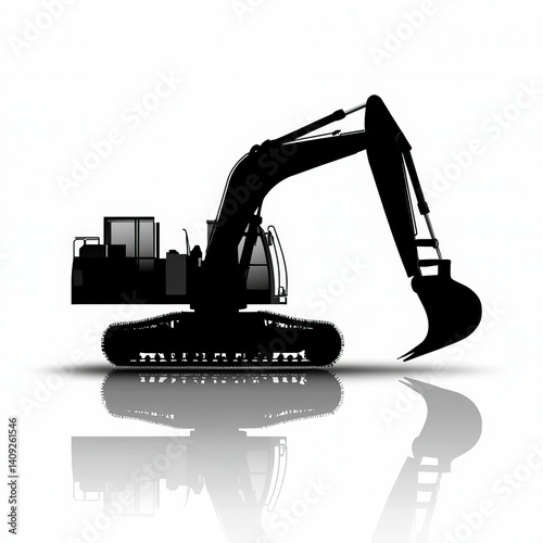 excavator silhouette , blac...