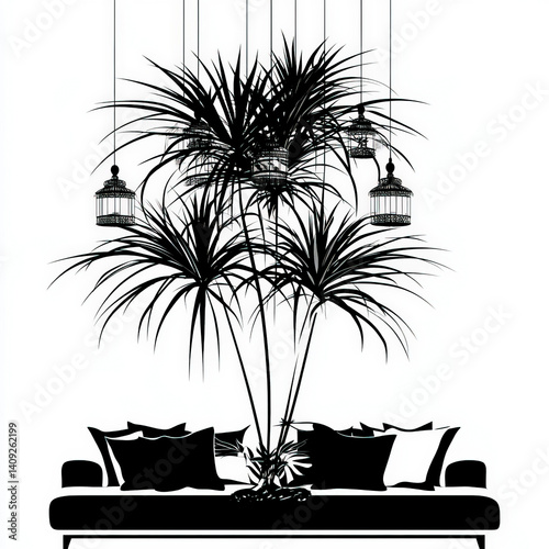 living room silhouette , bl...