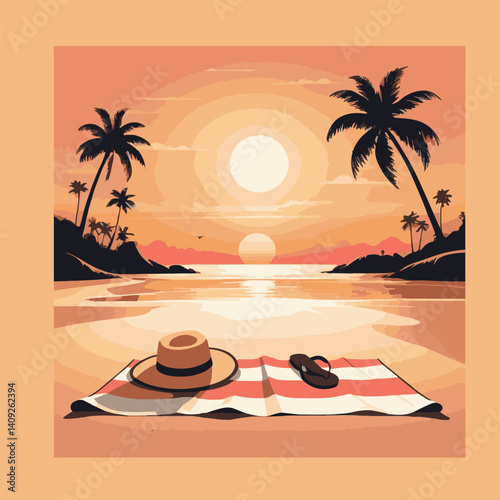 Goodbye Summer Vector Set: Beach, Sunset, and Back-to-School Scenes
