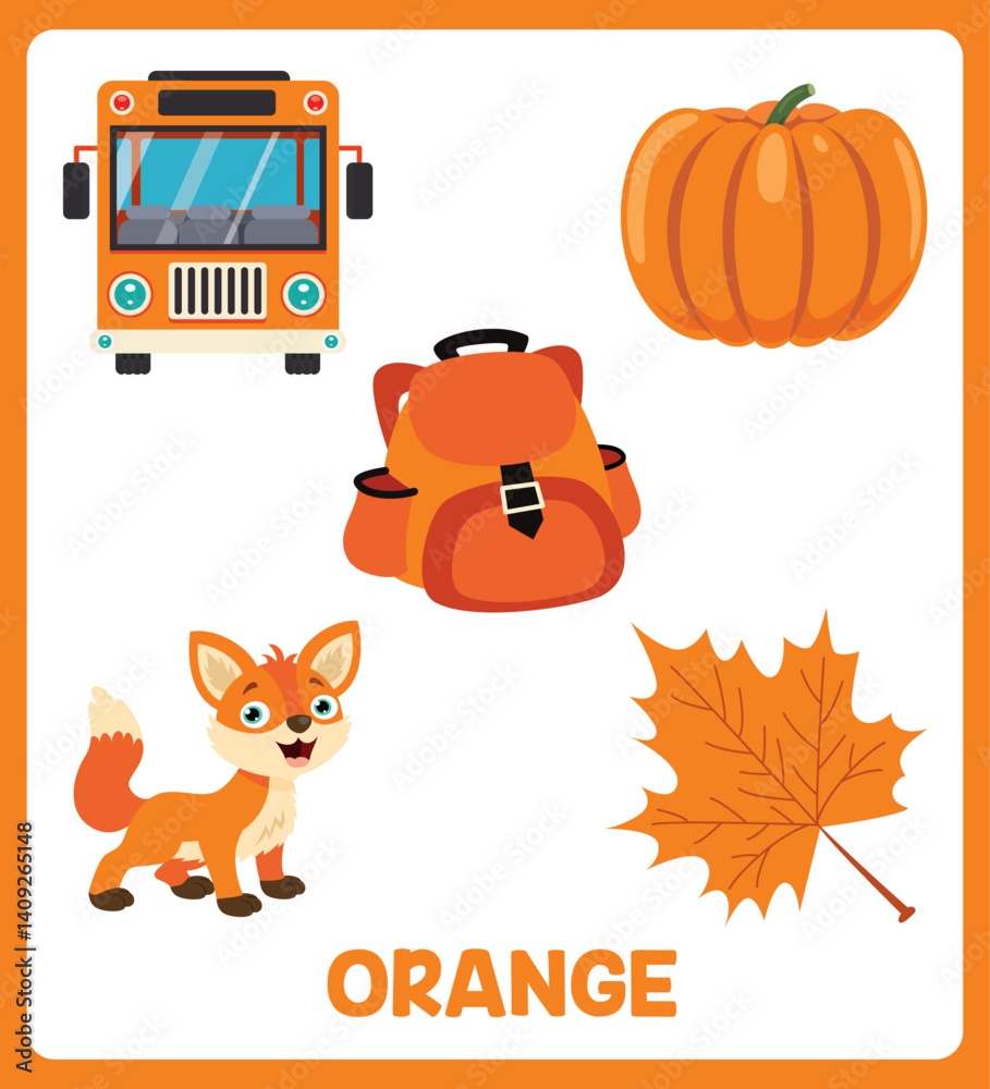 Color Flashcard With Various Elements
