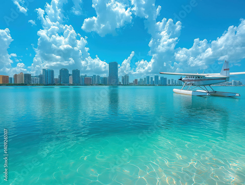 A scenic view of a seaplane...