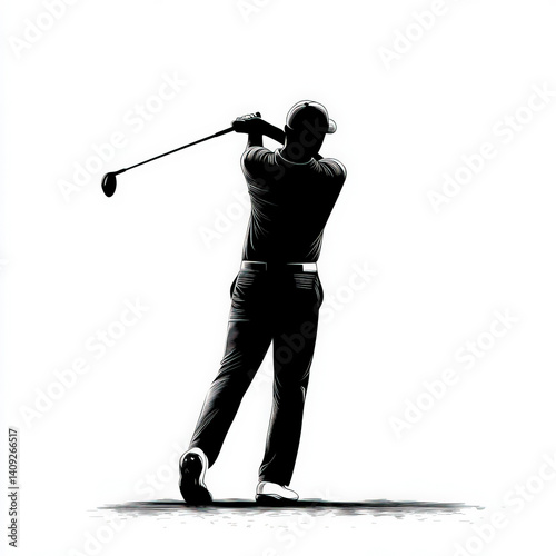 golf silhouette , black and...