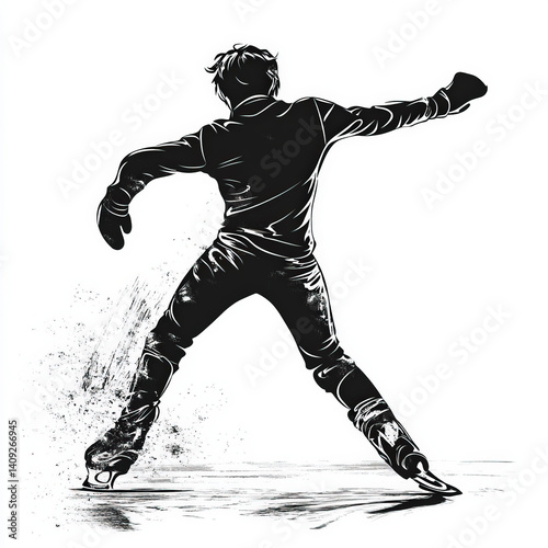 ice skating silhouette , bl...
